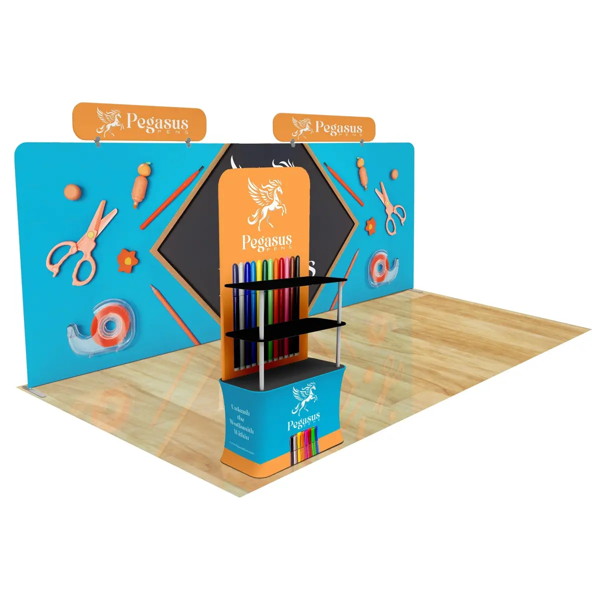 Trade Show Display With Back Wall Shelving 19