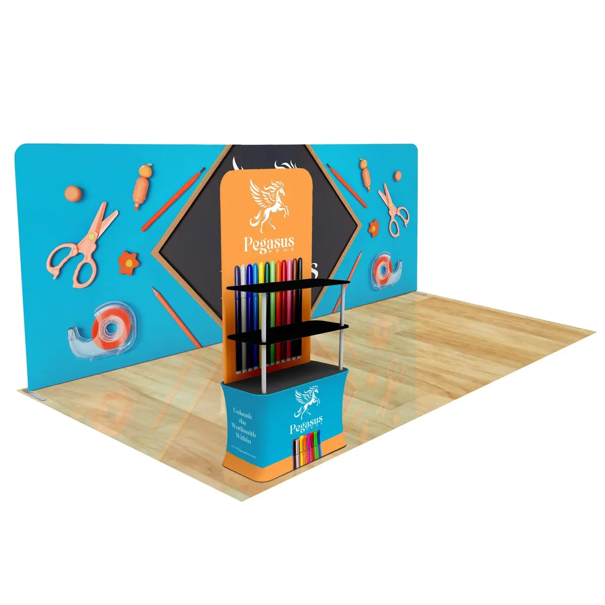 Trade Show Display With Back Wall Shelving 20