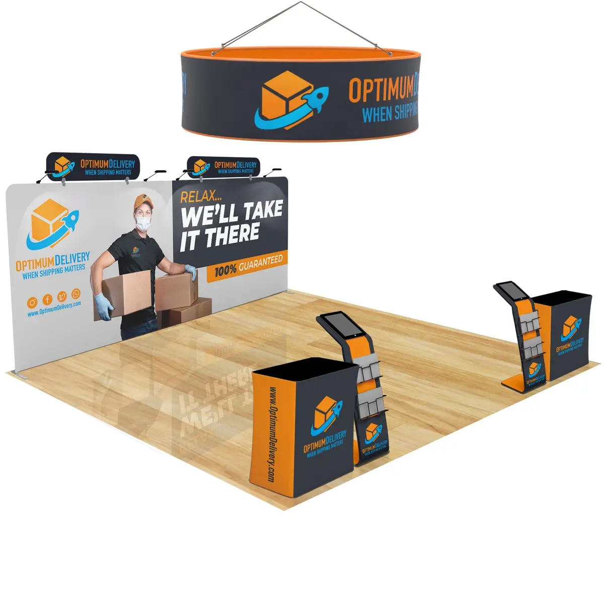 20X20 Trade Show Booth With Hanging Banner 12