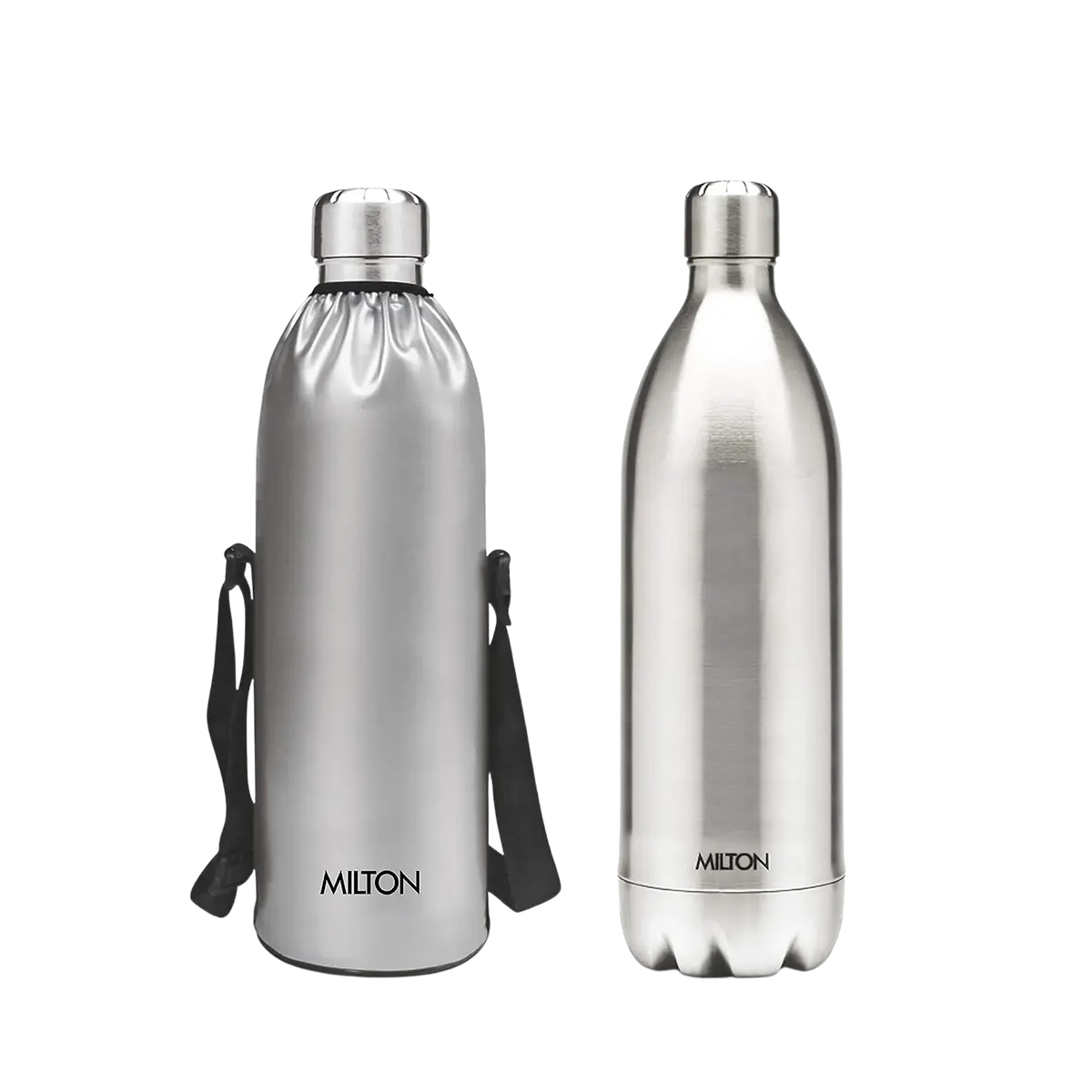 Milton Duo Dlx 1800 Thermosteel 24 Hours Hot And Cold Water Bottle With Bag, Silver | Leak Proof | 1