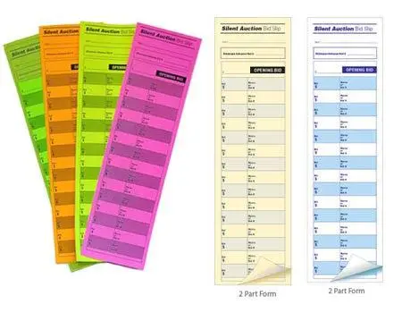 Silent Auction Bid Slips – 25-Line Format, 2.8" × 11", Optional 1- or 2-Part Design