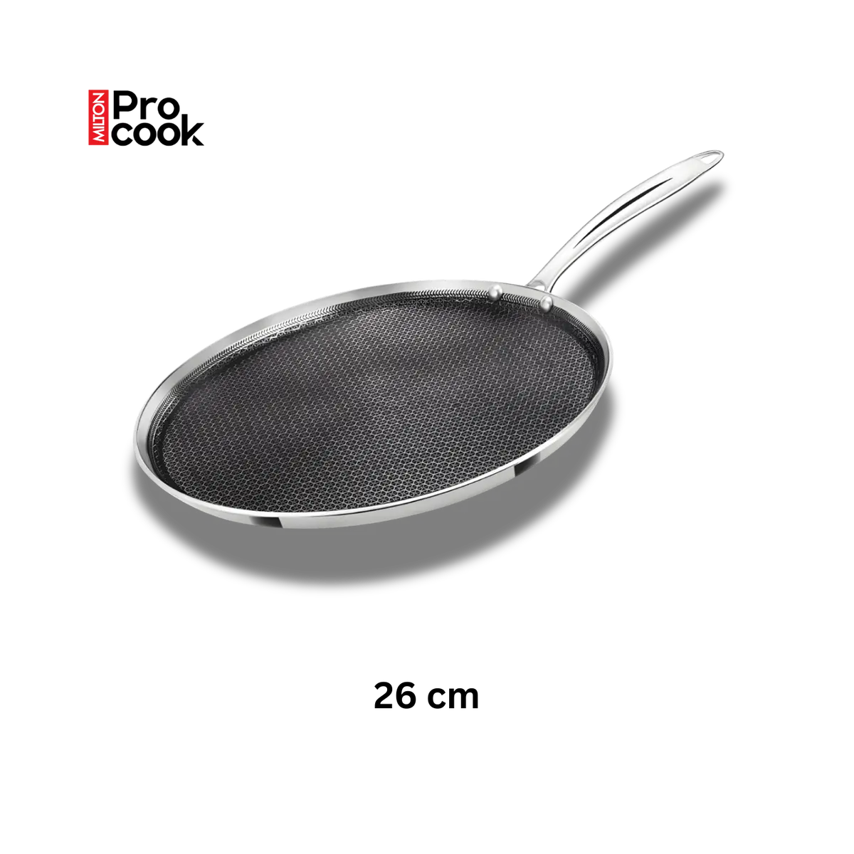 Milton Pro Cook Triply Hexa Tech Induction Stainless Steel Tawa, Silver, Honeycomb Non-Stick Structure 1