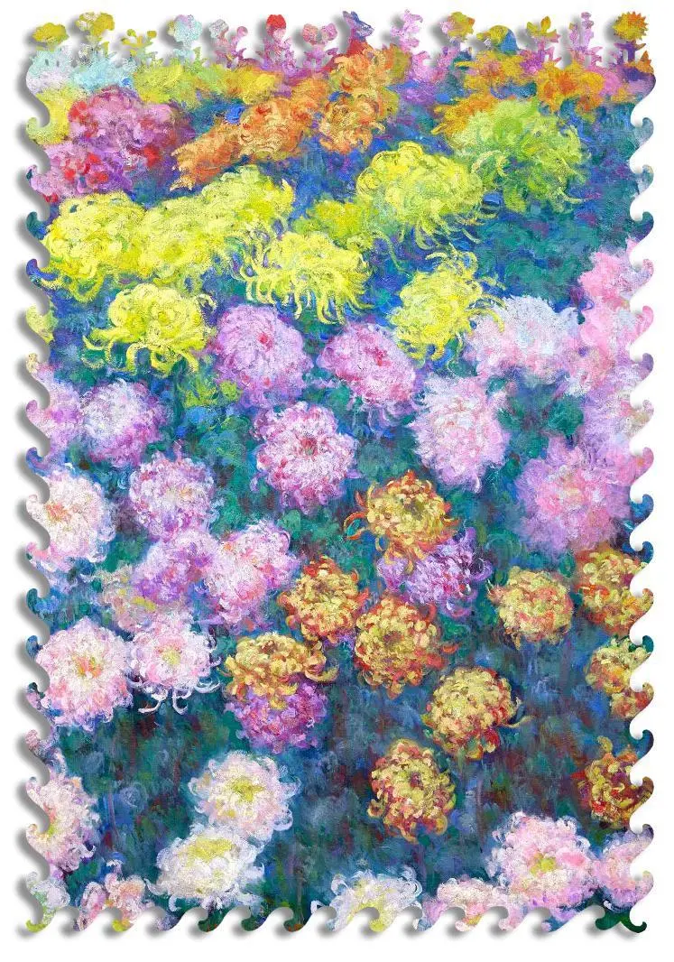 Monet Chrysanthemums Wooden Jigsaw Puzzle 1
