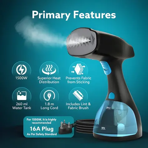 Agaro Signify Handheld Garment Steamer-Black & Blue 2