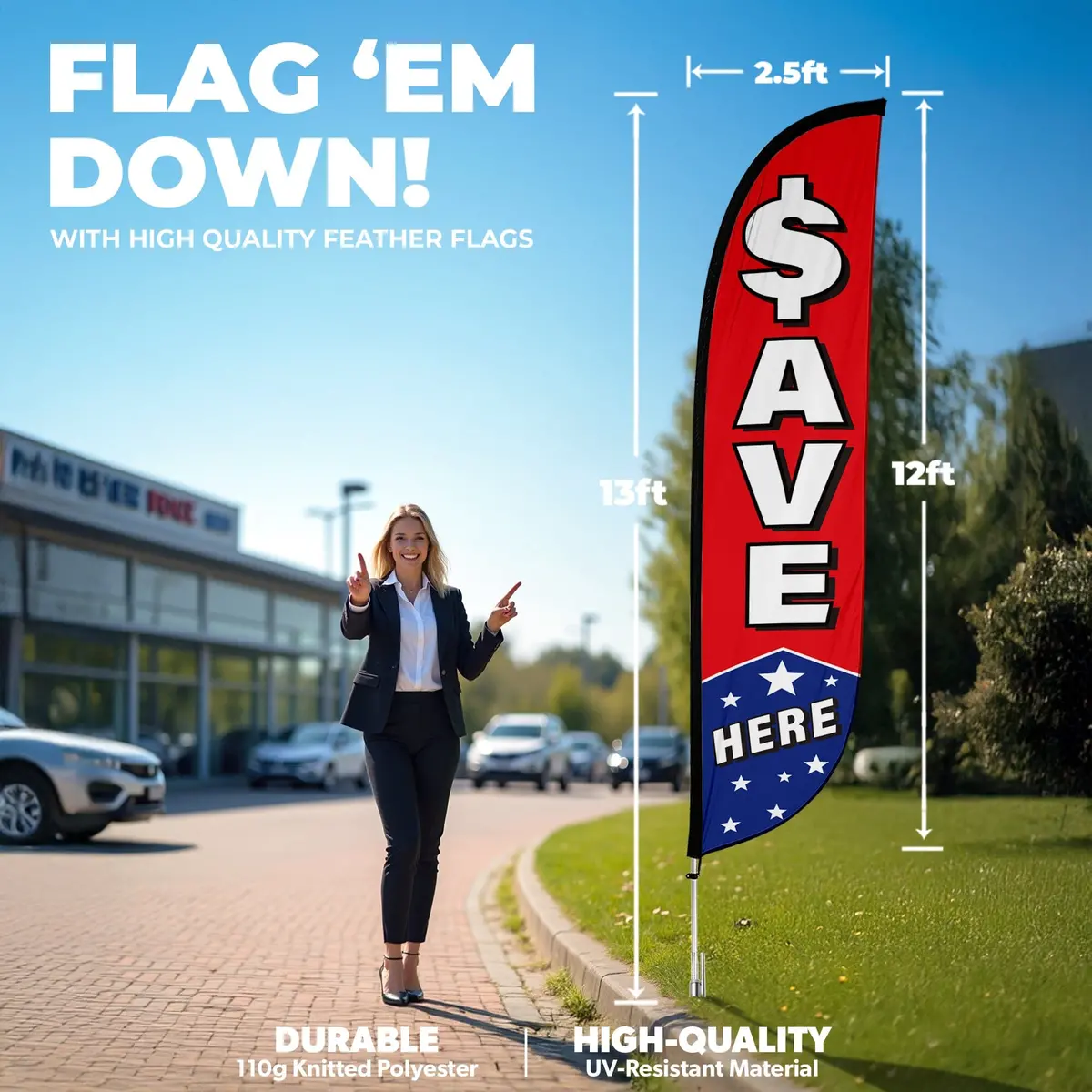 Save Here Feather Flag With Stars 2