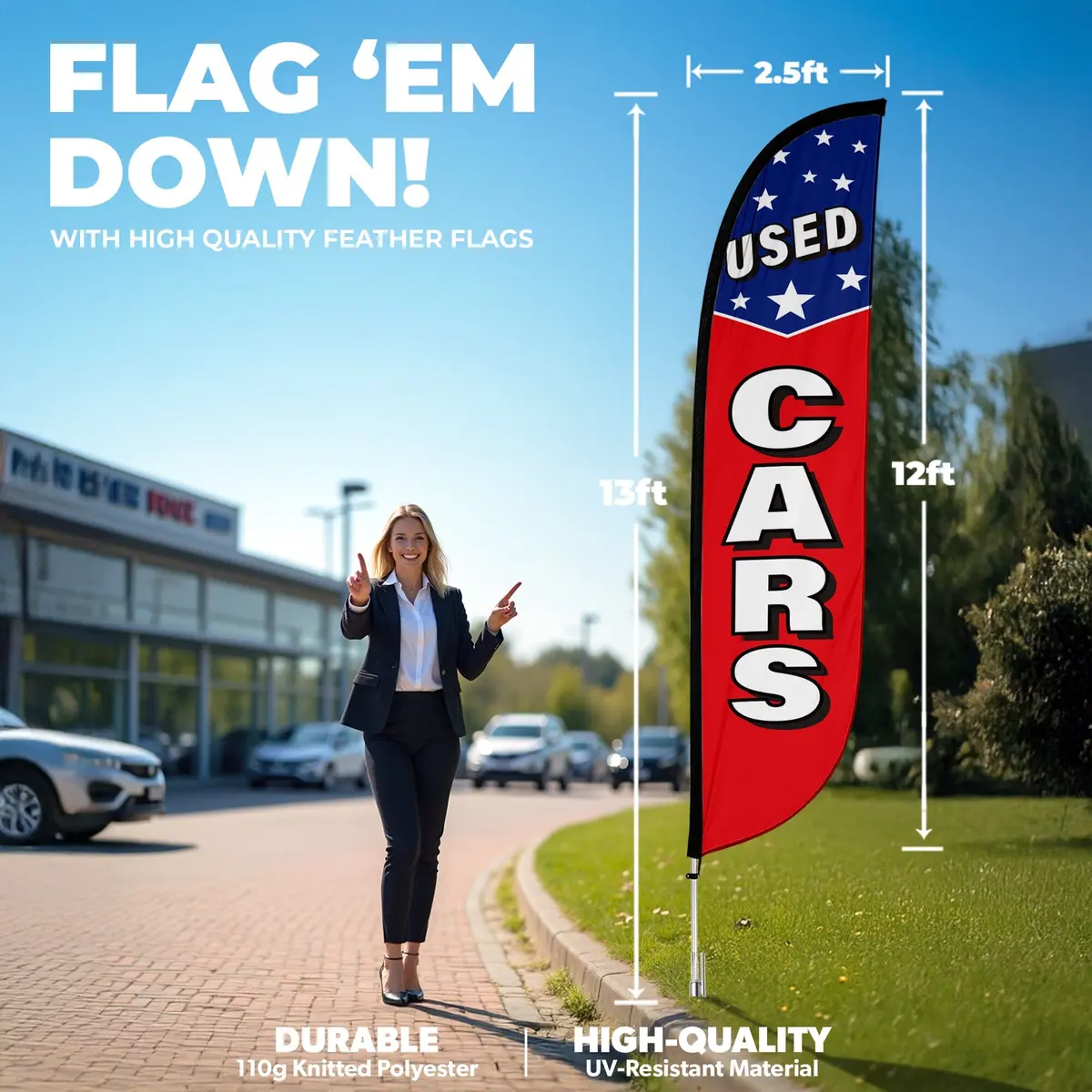 Used Cars Feather Flag With Stars 2