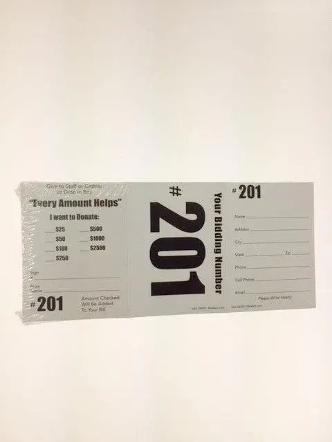 3-In-1 Card "Donation | Registration | Bid Number" - (100/Pack) 2