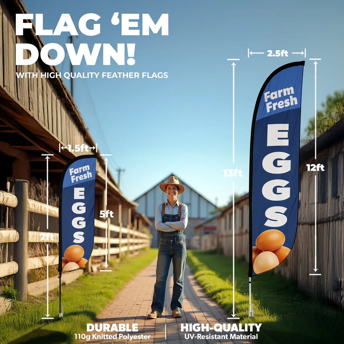 Farm Fresh Eggs Feather Flag 2