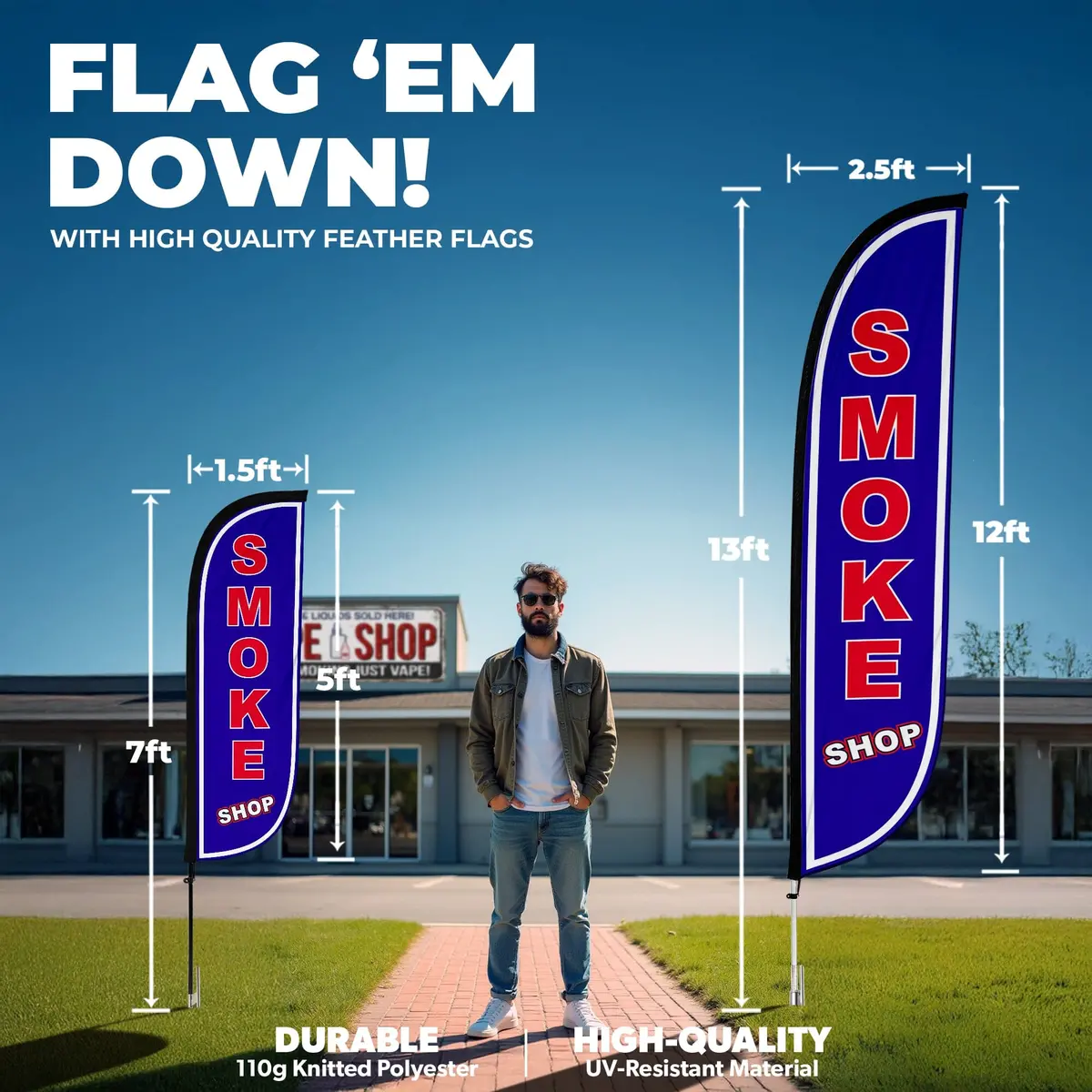 Smoke Shop Feather Flag Blue 2