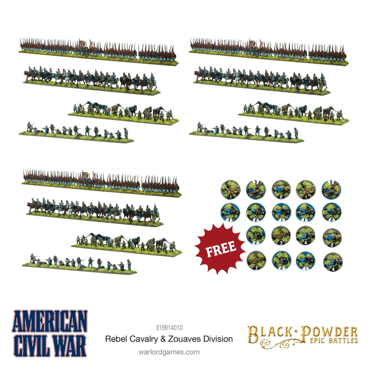 Black Powder Epic Battles - American Civil War Rebel Cavalry & Zouaves Division 1