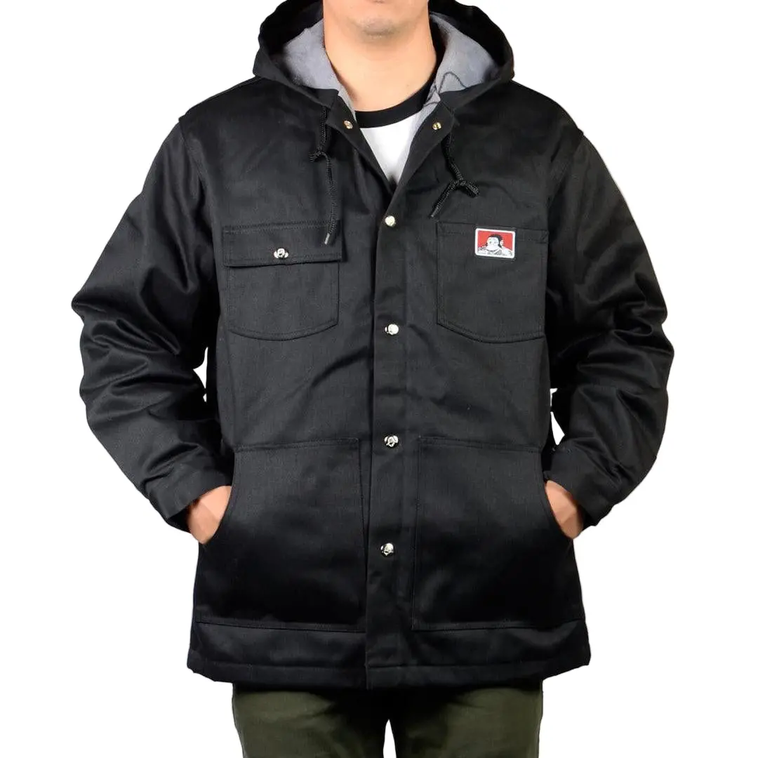 Hooded Jacket With Snaps: Black 1
