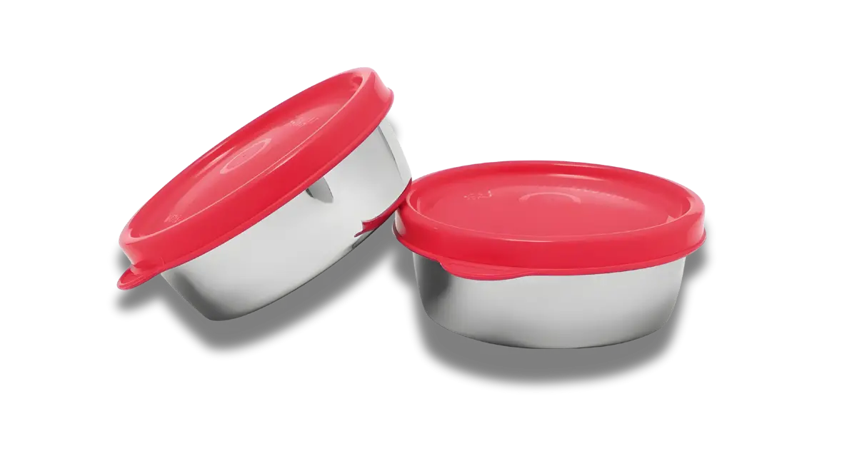 Signoraware Stainless Steel Mini Mate Container With Silicon Leakproof Airtight Lid, 60 Ml Each, Set Of 2 X 2 Sets (4 Pcs) 1