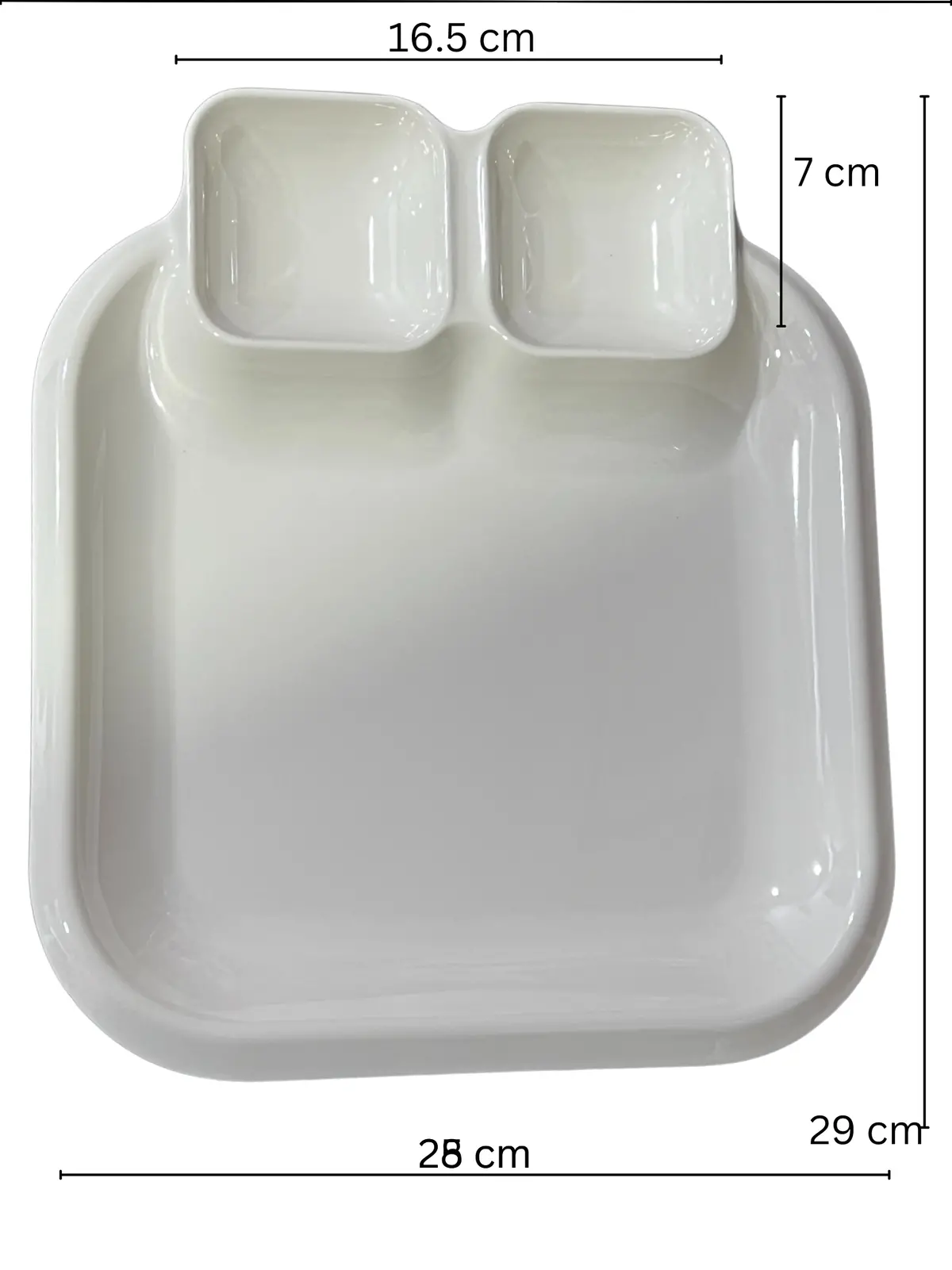 Hiluxe Pure Melamine Unbreakable Chip N Dip Platter Oval | Rectangular | Square | Round | Breakfast | Snacks Platter | 3
