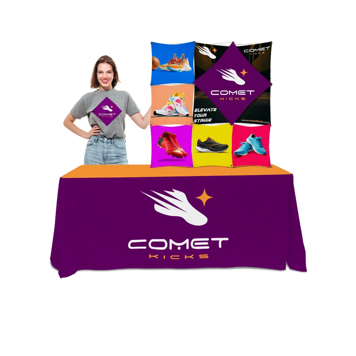 Custom Table Top Pop-Up Display - (3X3 - 7 Panel) 1