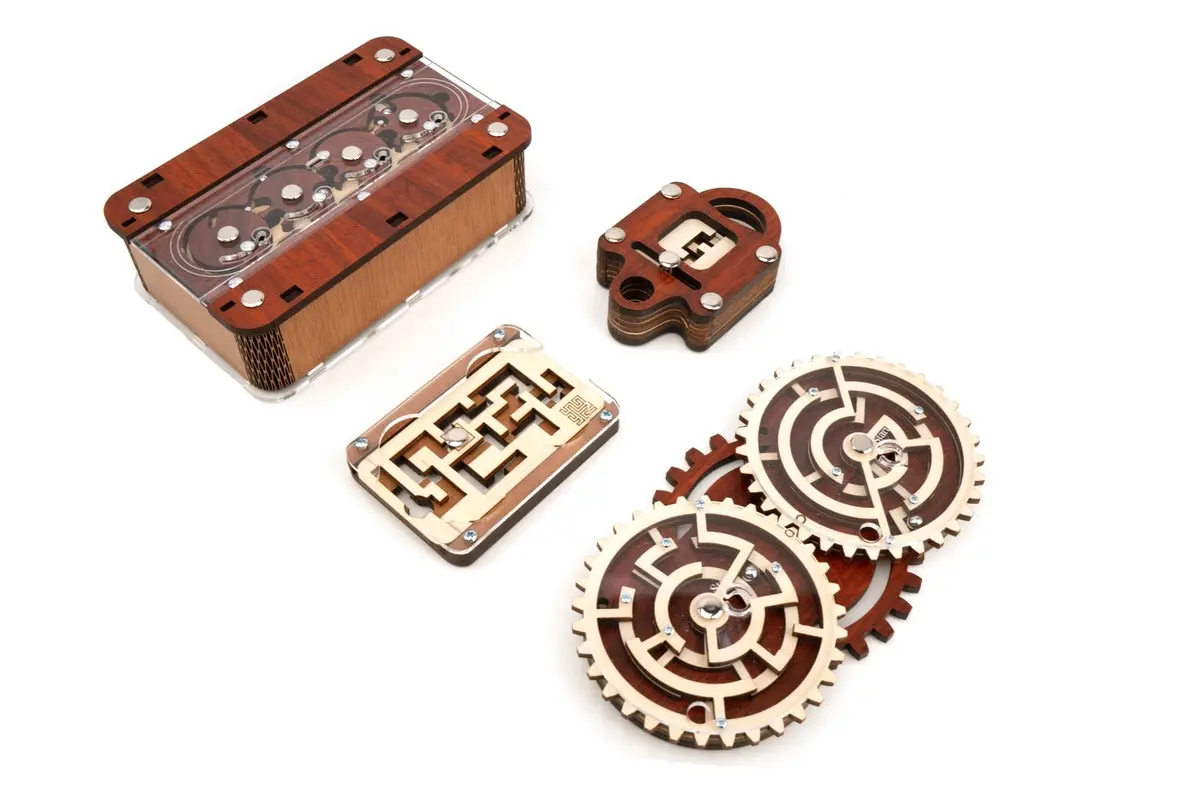 4 Escape Room Puzzle Set - Difficult Brain Teaser Puzzles For Adults 1