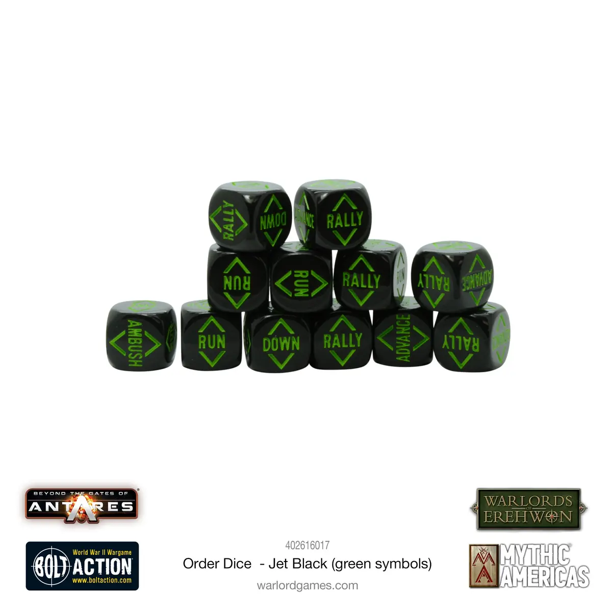 Order Dice - Jet Black (Green Symbols) 1