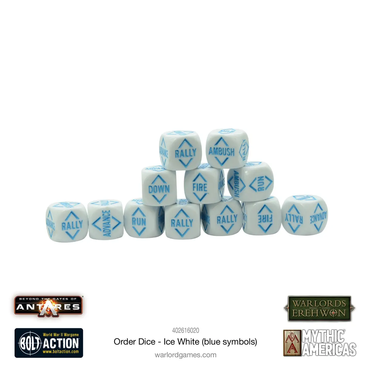 Order Dice - Ice White (Blue Symbols) 1