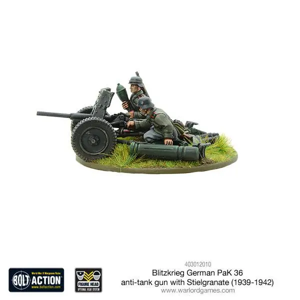 Blitzkrieg German Pak 36 Anti-Tank Gun With Stielgranate 1