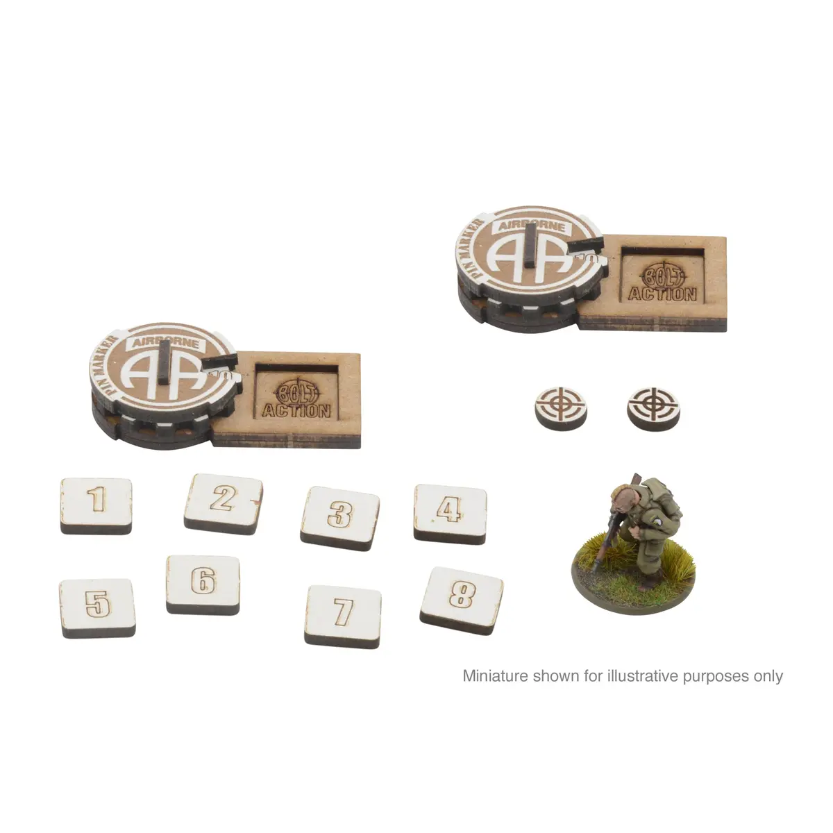 Bolt Action Mdf Artillery Zeroing In Markers - 82Nd American Airborne 'All American' 1