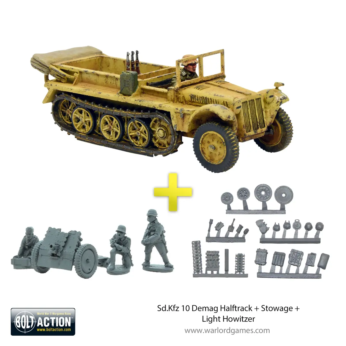 Sd.Kfz 10 Demag Halftrack + Stowage + Light Howitzer 1