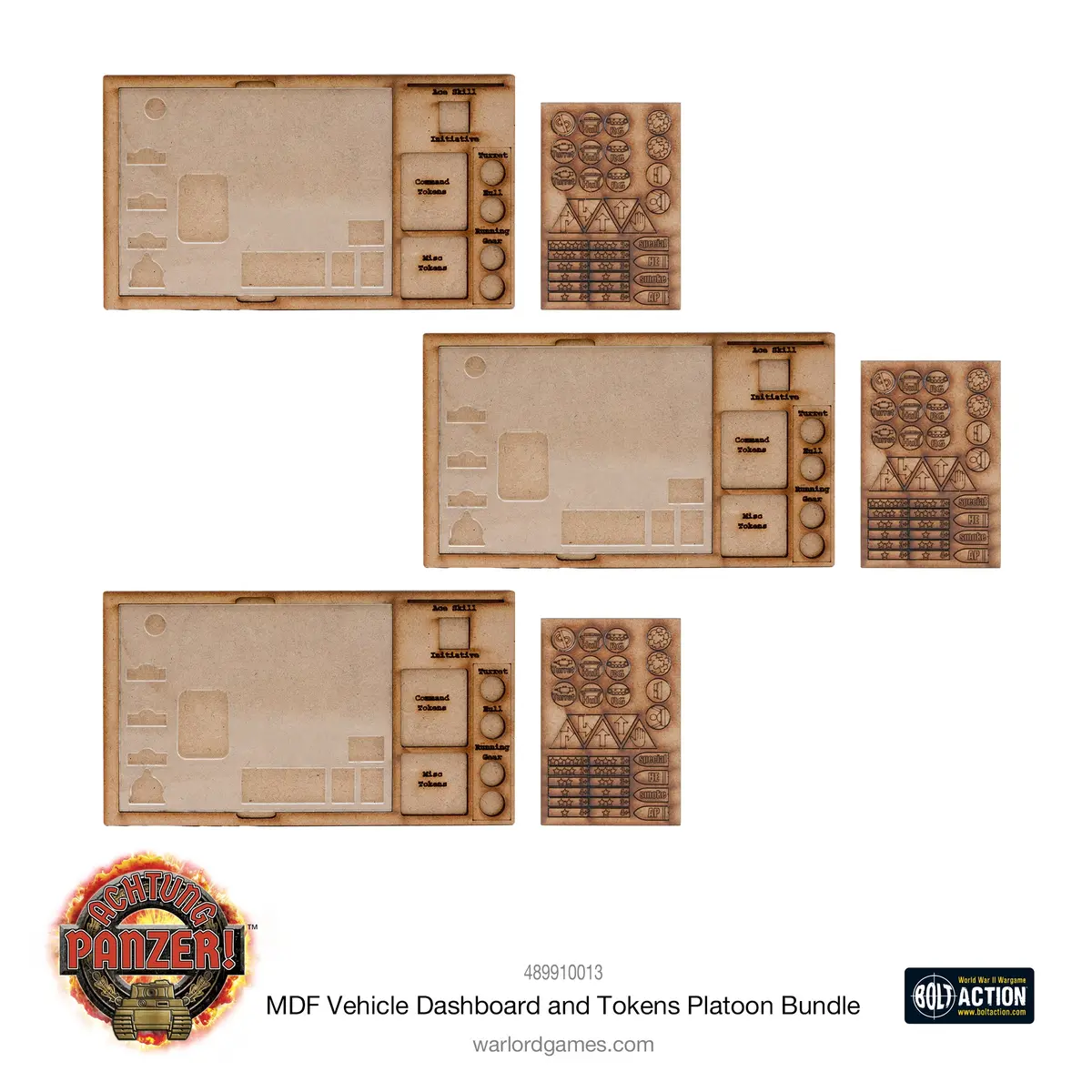 Achtung Panzer! Mdf Vehicle Dashboard And Tokens Platoon Bundle 1