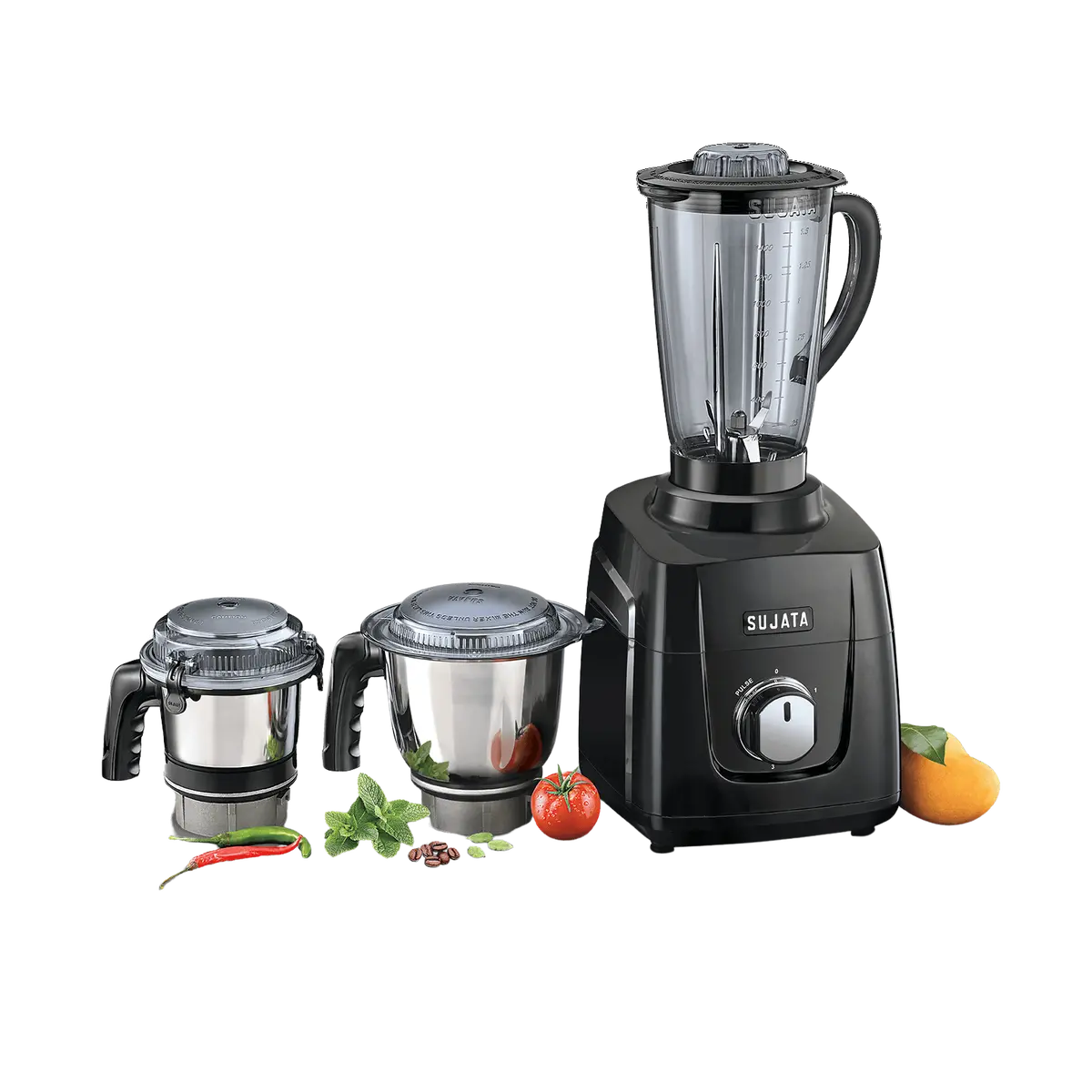 Sujata 1000 Watt Mixer Grinder, Black | Mg01 | 3 Jar 1