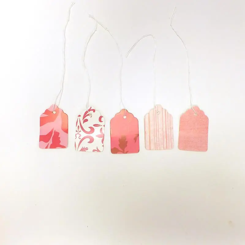 #5 Pink Designer Strung Tags (500/Box) - 5 Styles 1
