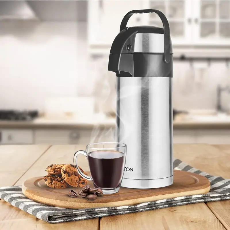 Milton Beverage Dispenser Stainless Steel For Serving Tea Coffee, Double Wall Vacuum Insulated | Easy Travel With Handle 3
