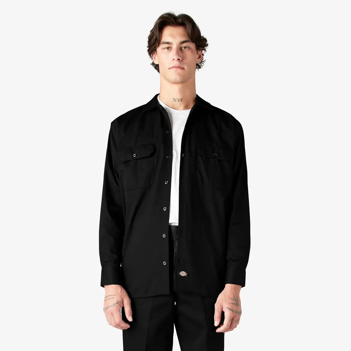 Long Sleeve Work Shirt, Black 1