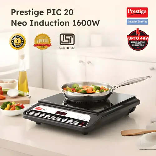 Prestige Pic 20 Neo Induction Cooktop 1600W | Indian Menu Options | Automatic Voltage Regulator | Timer With User Pre-Set 2