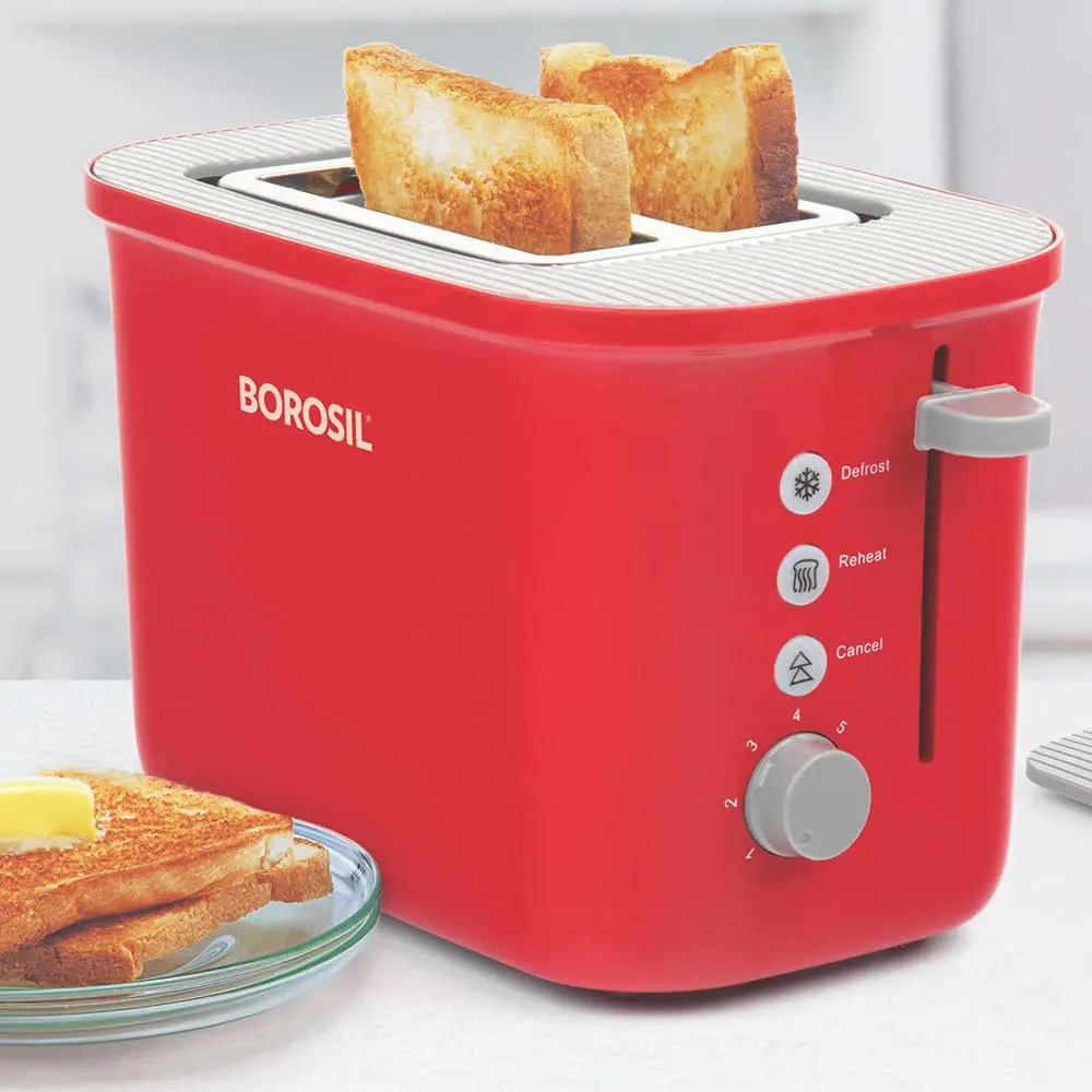 Borosil Krispy 2 Slice Pop-Up Toaster, Red 1