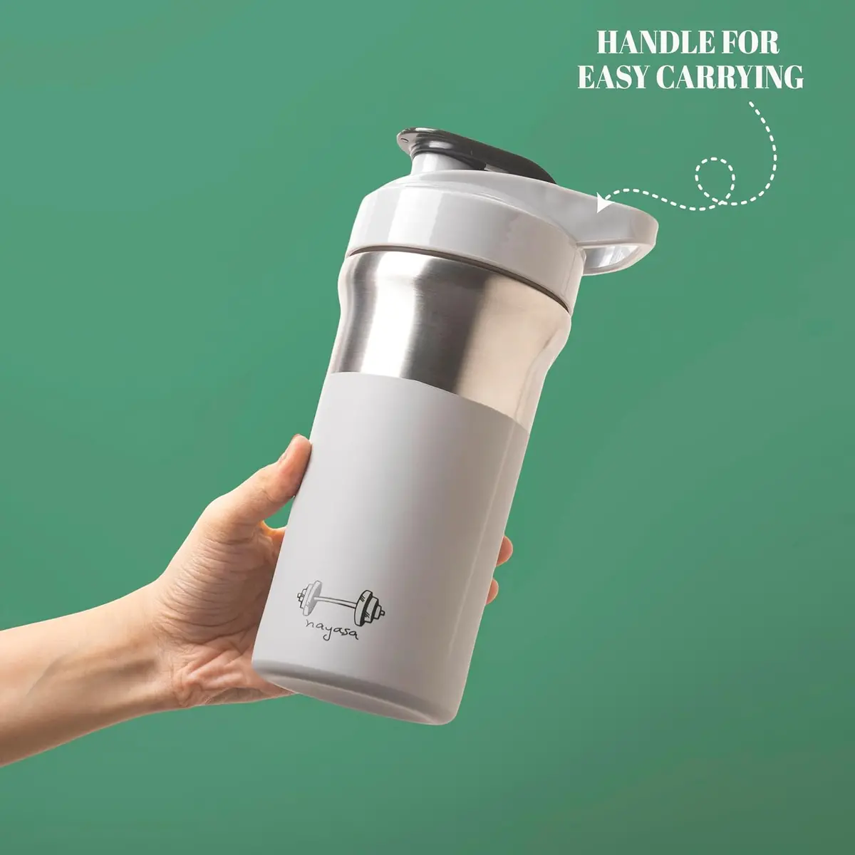 Nayasa Alloy Cross Fit Stainless Steel Gym Shaker Bottle | 900 Ml | Leakproof & Durable 2