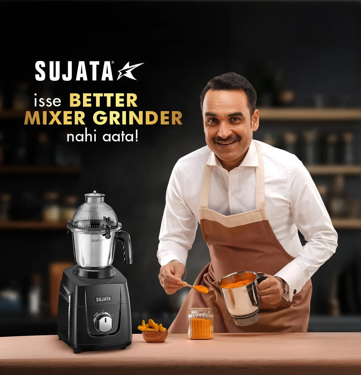 Sujata 1000 Watt Mixer Grinder, Black | Mg01 | 3 Jar 2