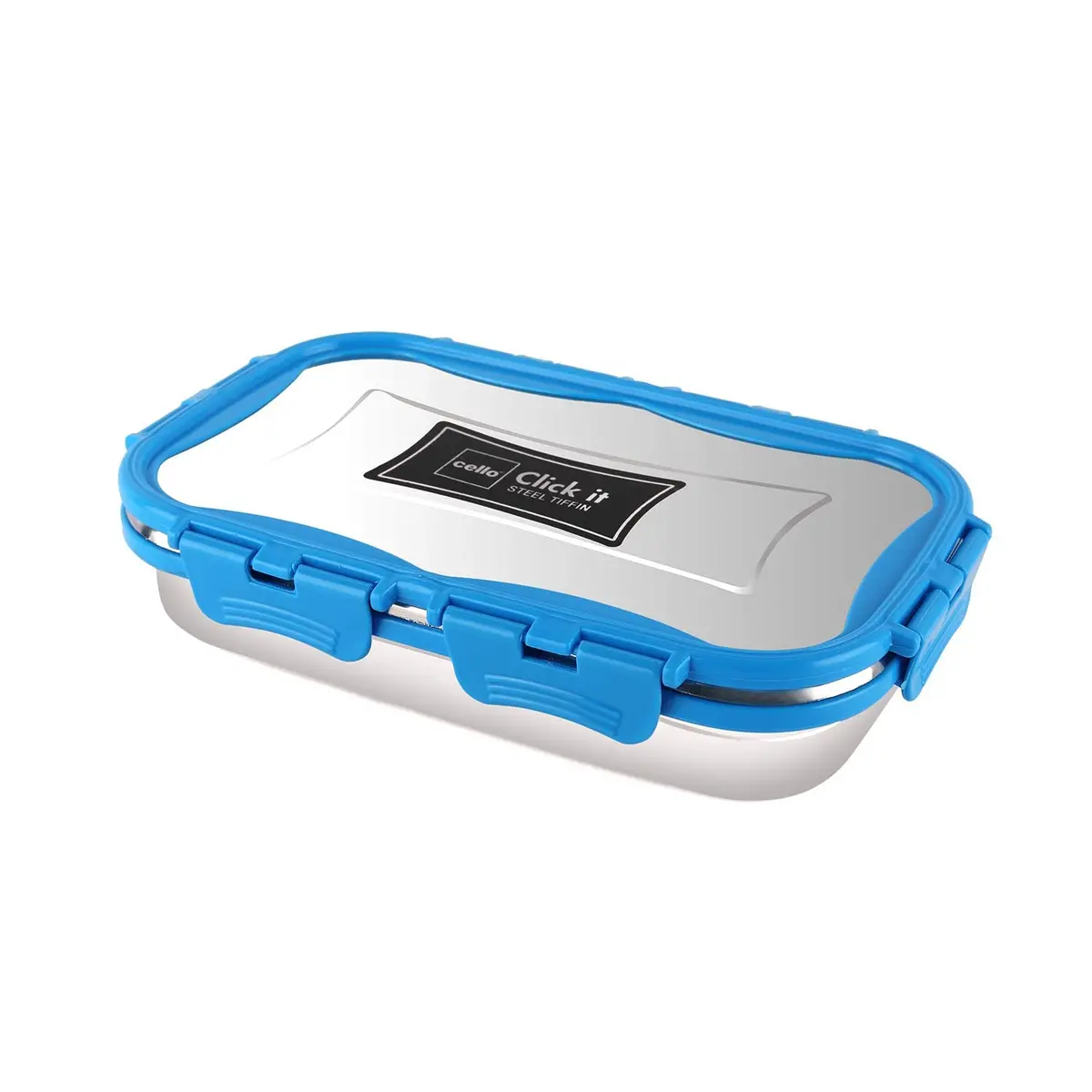 Cello Max Fresh Click It Stainless Steel Lunch Pack Big For Office & School Use (Veg Box Included, Blue), Capacity - 175 Ml-1 Pc, 925 Ml-1 Pc 1