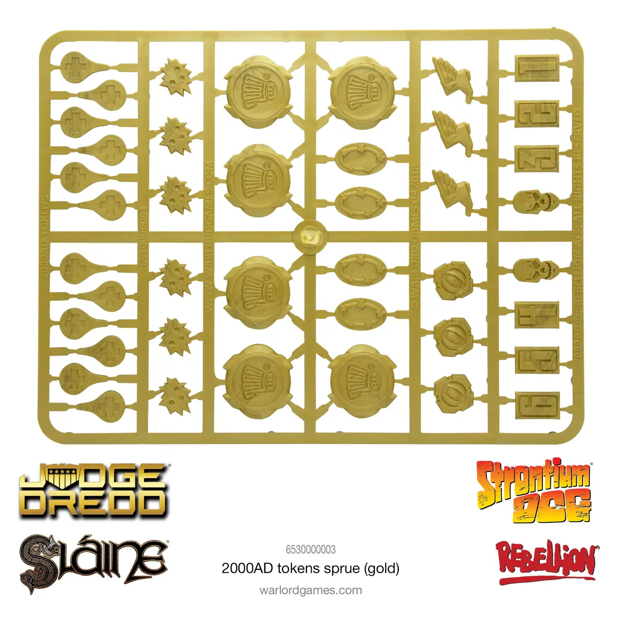 Plastic 2000Ad Tokens Sprue Gold 1
