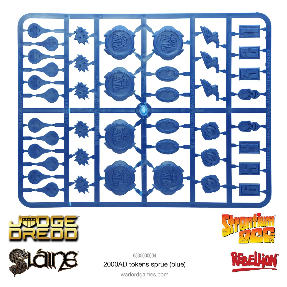 Plastic 2000Ad Tokens Sprue Blue 1