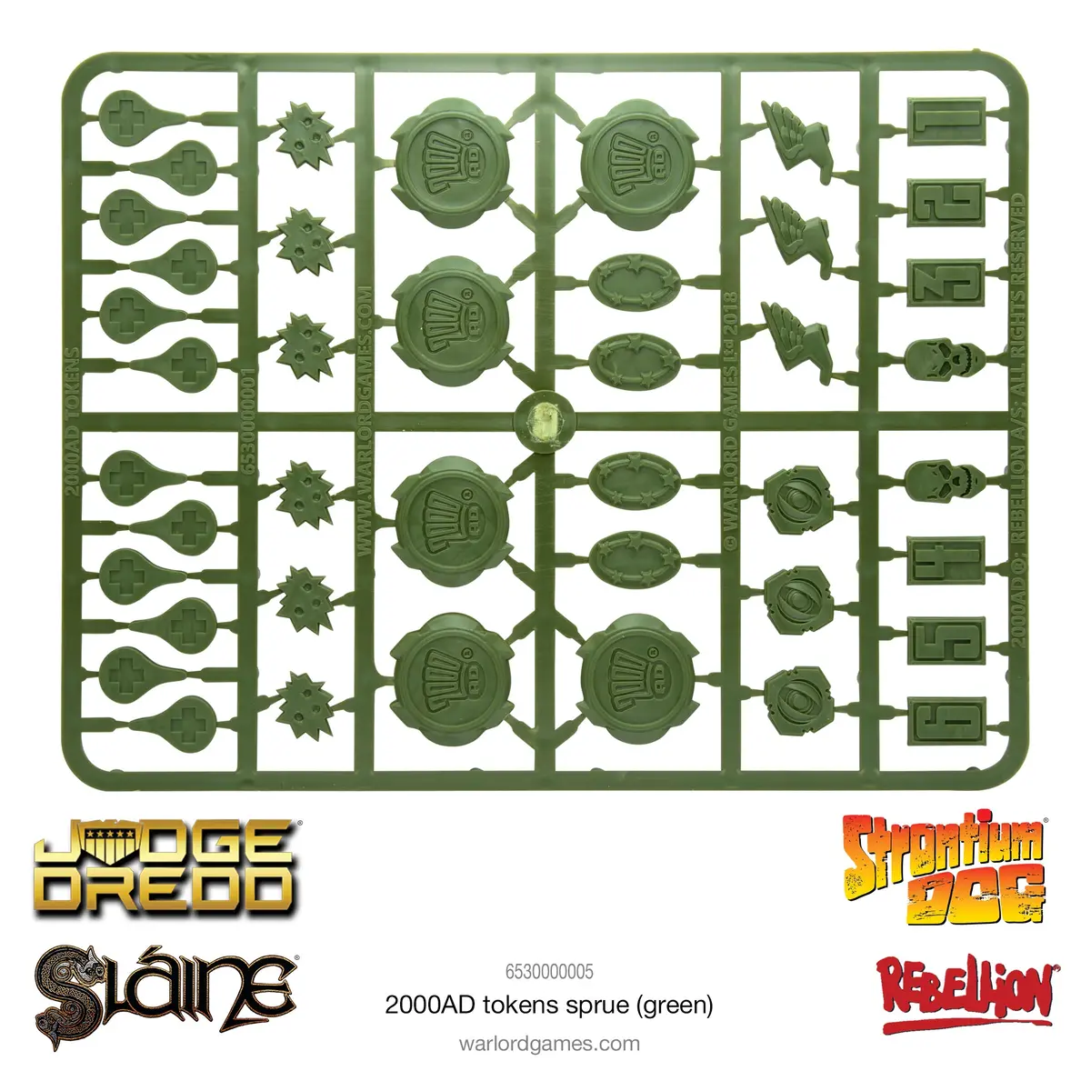 Plastic 2000Ad Tokens Sprue Green 1