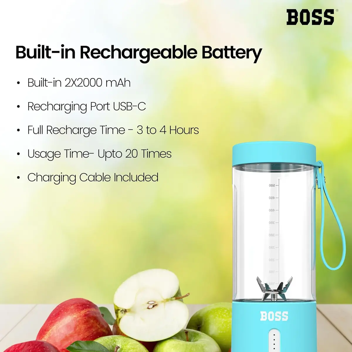 Boss Instablend Portable Blender For Smoothies, Milk Shakes And Juices | Usb Rechargeable Bottle Blender For Kitchen 2