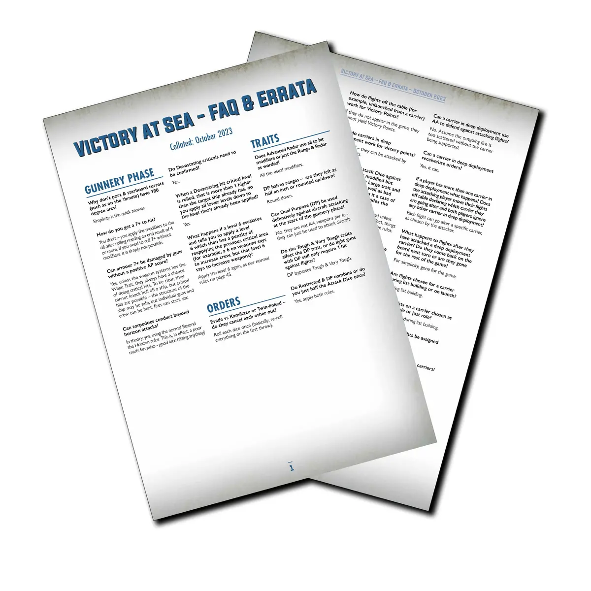 Victory At Sea Faq & Errata 1