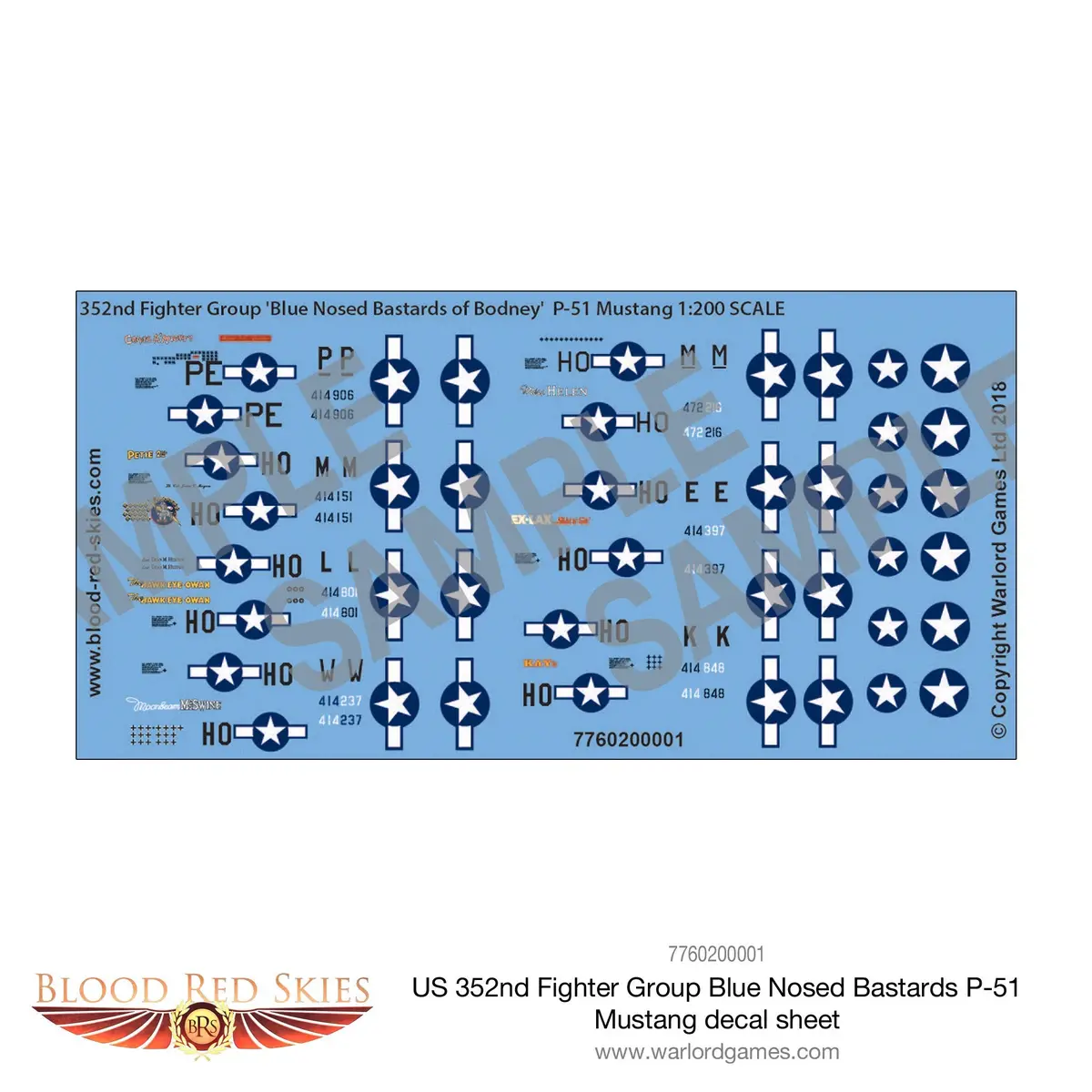 Us 352Nd Fighter Group 'Blue Nosed Bastards' P-51 Mustang Decal Sheet 1