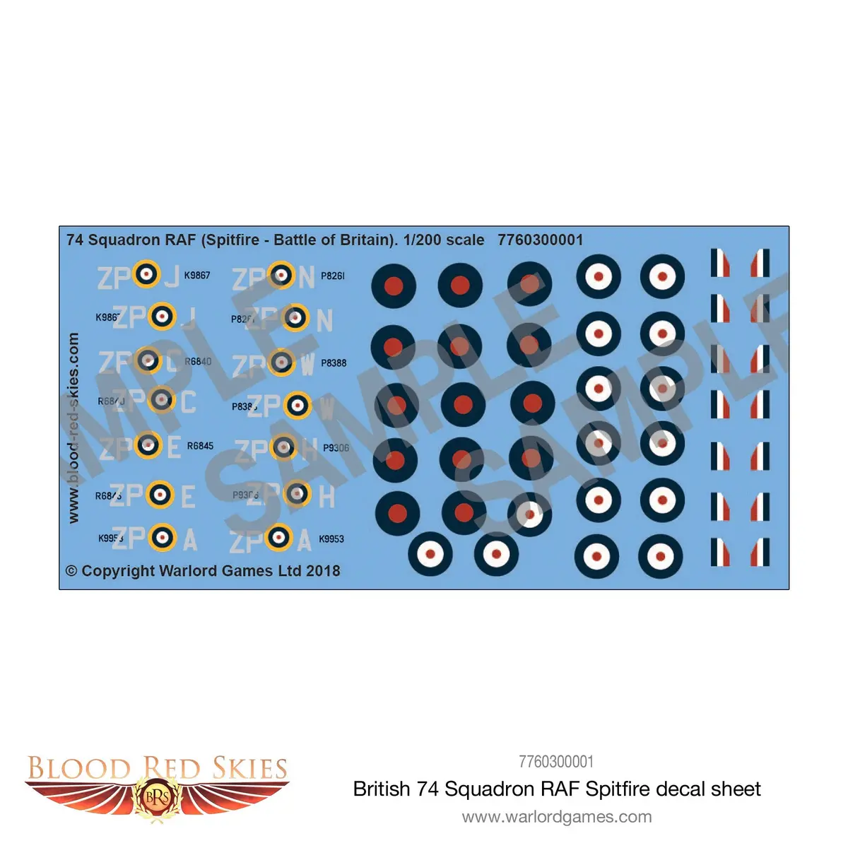 British 74 Squadron Raf Spitfire Decal Sheet 1