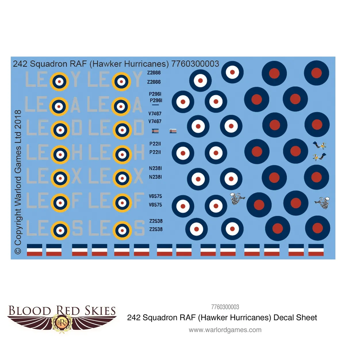 242 Squadron Raf (Hawker Hurricanes) Decal Sheet 1