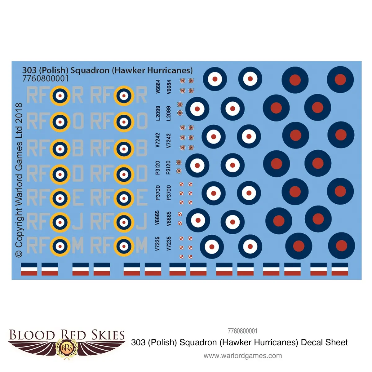 303 (Polish) Squadron (Hawker Hurricanes) Decal Sheet 1