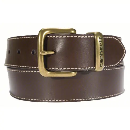Leather Engraved Buckle Jean Belt - Brown 1