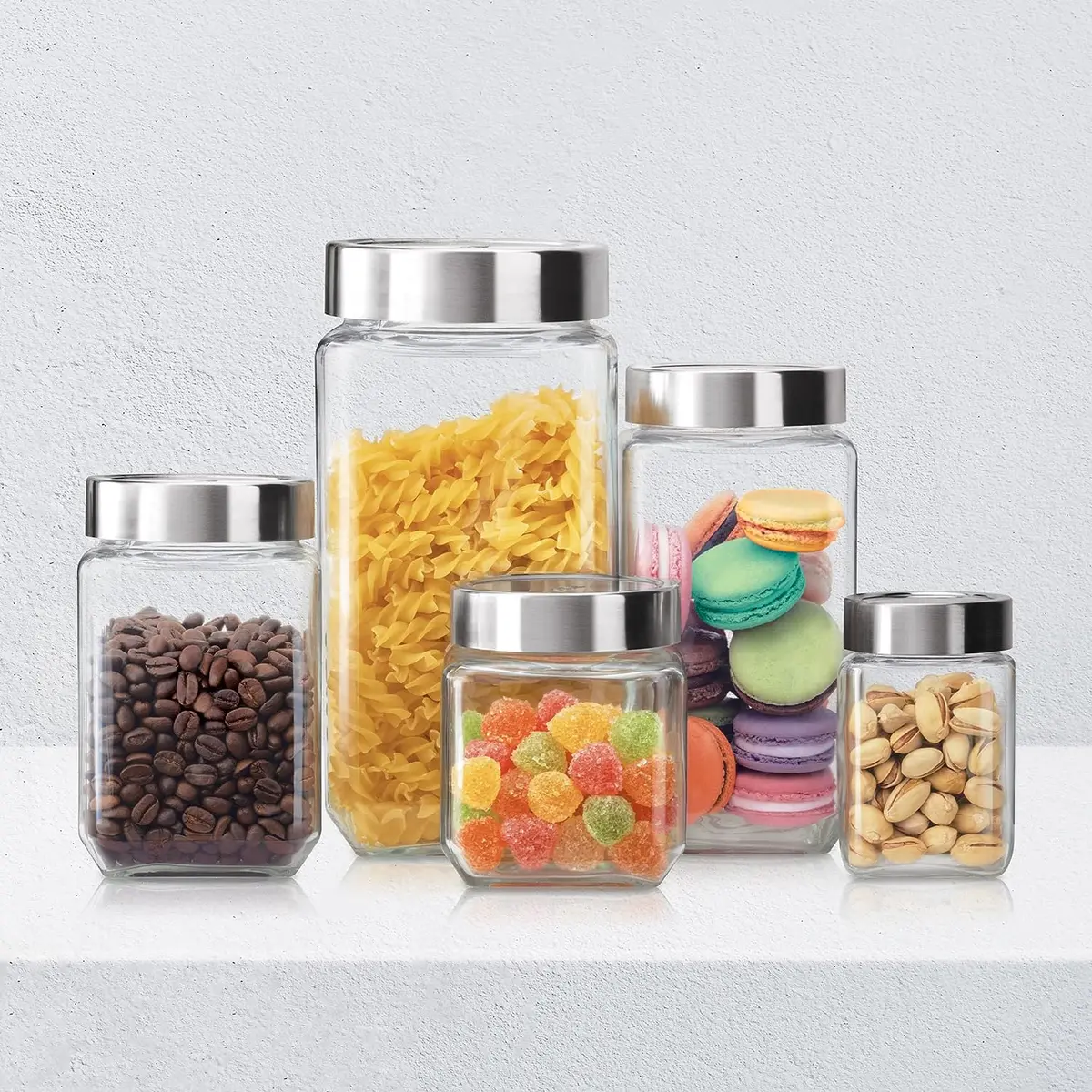 Treo By Milton Cube Storage Glass Jar, Transparent | Bpa Free | Kitchen Organizer | Modular 1