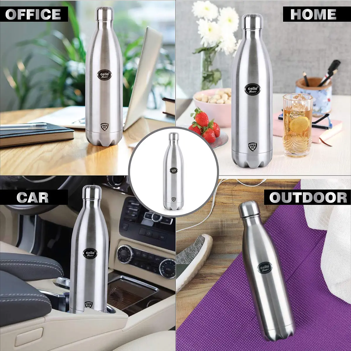 Cello Swift Stainless Steel Vacuum Insulated Flask Hot And Cold Water Bottle With Screw Lid | For Home, Office, Travel 6