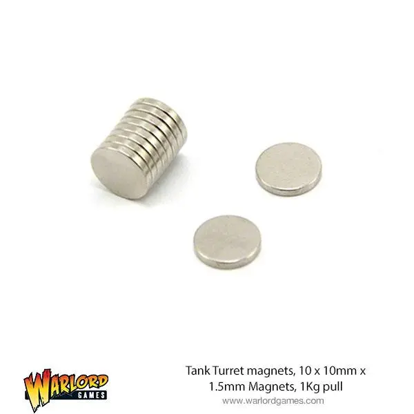 Tank Turret Magnets, 10 X 10Mm X 1.5Mm Magnets, 1Kg Pull 1