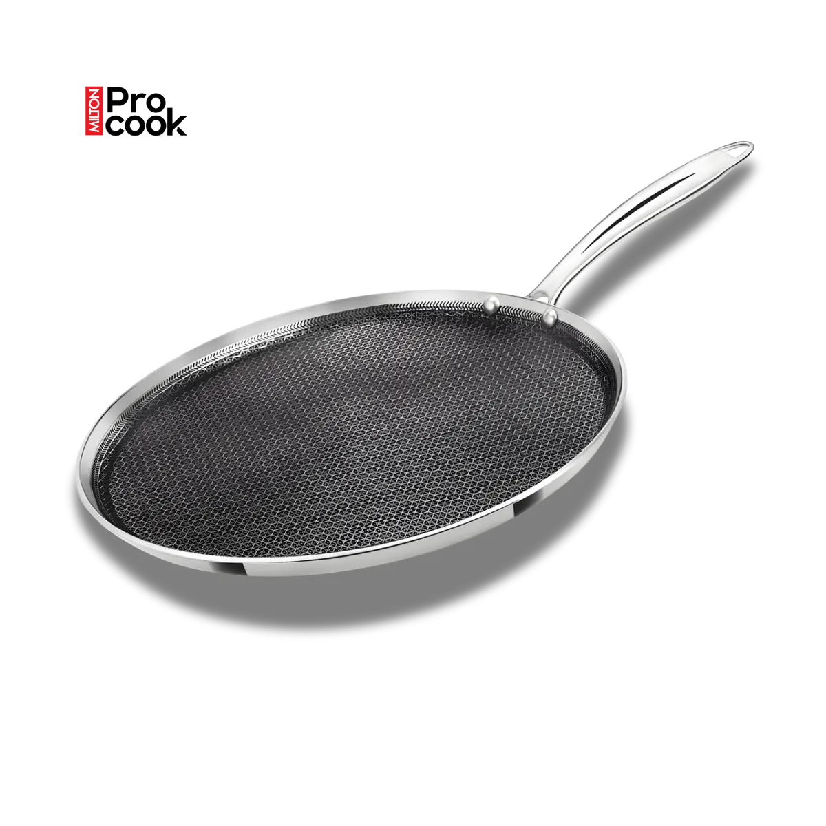 Milton Pro Cook Triply Hexa Tech Induction Stainless Steel Tawa, Silver, Honeycomb Non-Stick Structure 1