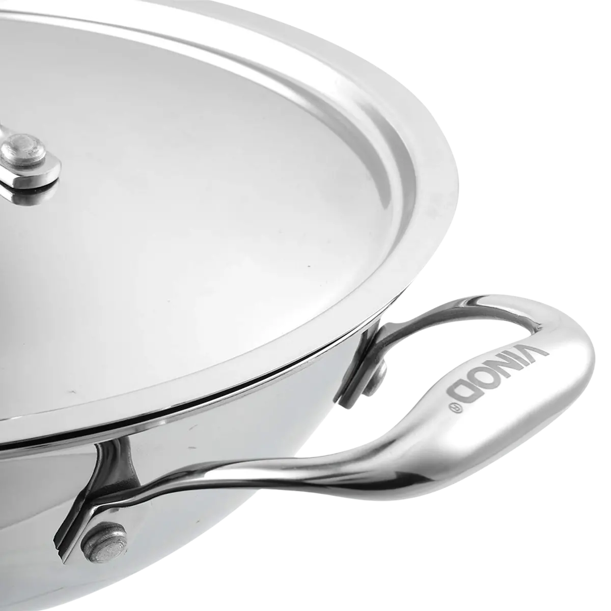 Vinod Platinum Triply Stainless Steel Extra Deep Kadhai With Stainless Steel Lid Silver (Induction And Gas Stove Friendly) 6