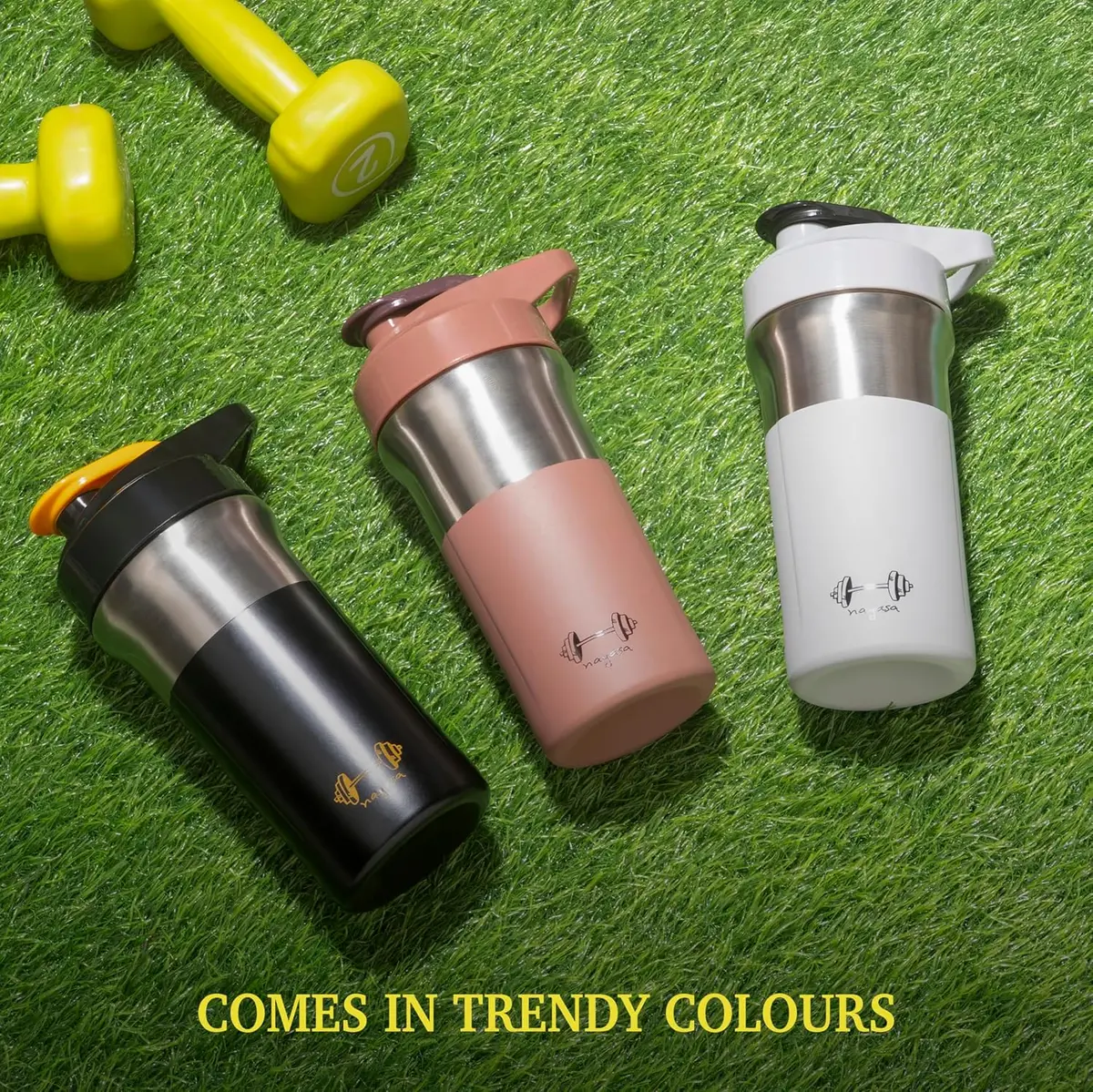 Nayasa Alloy Cross Fit Stainless Steel Gym Shaker Bottle | 900 Ml | Leakproof & Durable 1